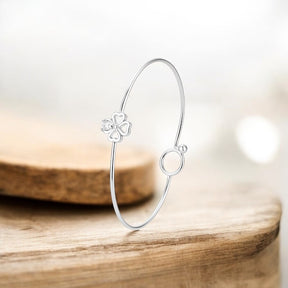 Bracelete Trevo Coração Zircônia 5x5 mm Prata 925 Delicado e Sofisticado