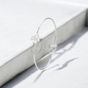 Bracelete Trevo Coração Zircônia 5x5 mm Prata 925 Delicado e Sofisticado