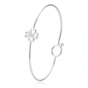 Bracelete Trevo Coração com Zircônia 5x5 mm em Prata 925 – Delicado e Sofisticado