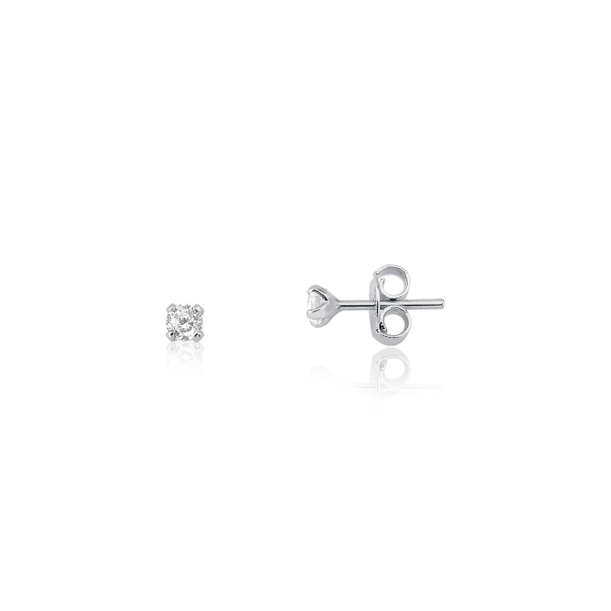 Brinco Ponto de Luz 3 mm – Prata 925 com Pedra Cristal