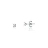 Brinco Ponto de Luz 3 mm – Prata 925 com Pedra Cristal