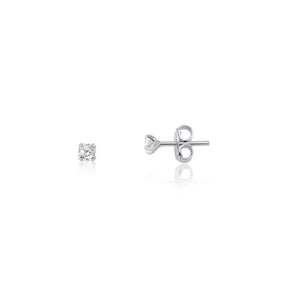 Brinco Ponto de Luz 3 mm – Prata 925 com Pedra Cristal