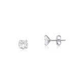 Brinco Solitário 6 mm – Prata 925 com Pedra Cristal