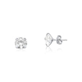 Brinco Solitário 8 mm – Prata 925 com Pedra Cristal