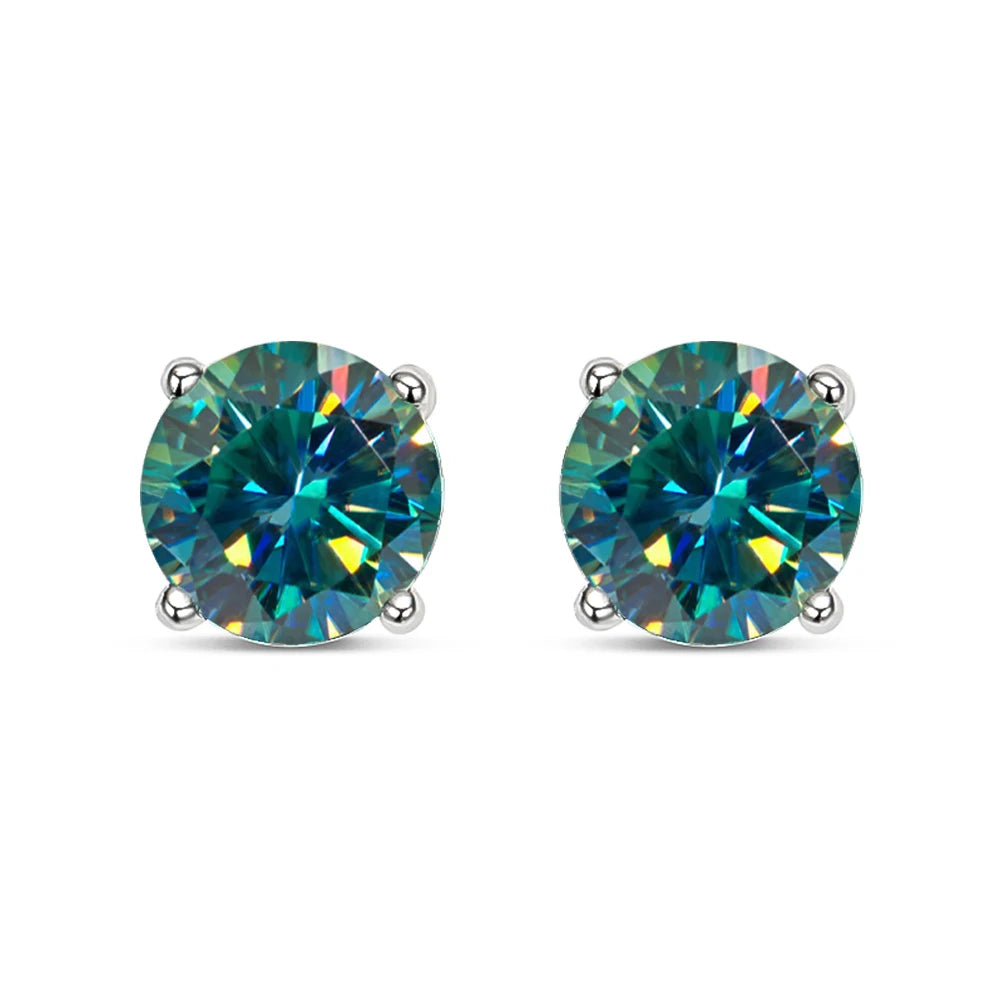 Brinco de Moissanite Prata Fina Esterlina Banhado com Ouro Branco