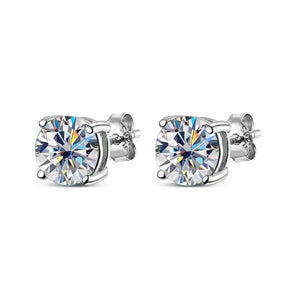 Brinco de Moissanite Prata Fina Esterlina Banhado com Ouro Branco
