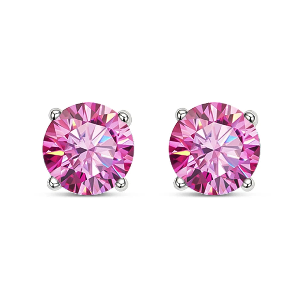 Brinco de Moissanite Prata Fina Esterlina Banhado com Ouro Branco