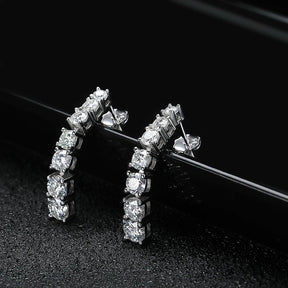 Brincos Pendentes Elegance Moissanite Prata 925 e Ouro Branco 18k