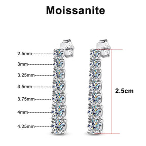 Brincos Pendentes Elegance Moissanite Prata 925 e Ouro Branco 18k