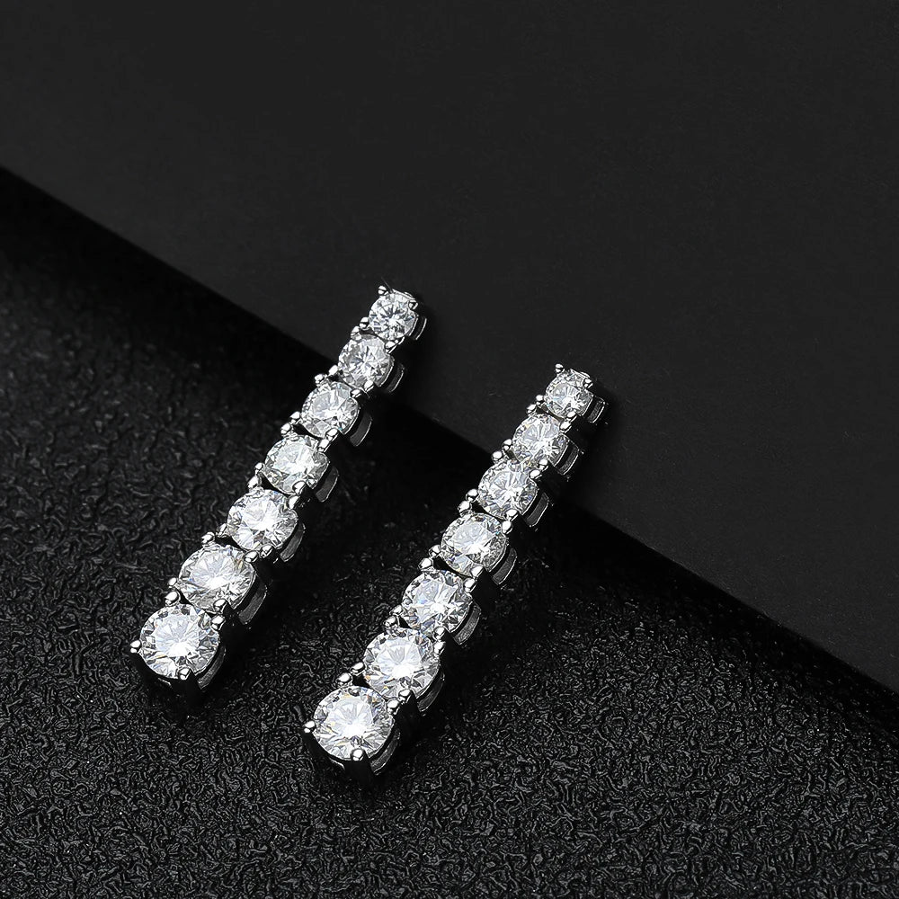 Brincos Pendentes Elegance Moissanite Prata 925 e Ouro Branco 18k