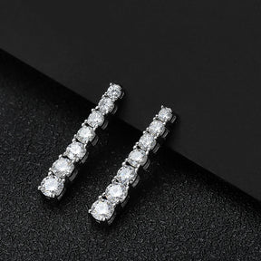 Brincos Pendentes Elegance Moissanite Prata 925 e Ouro Branco 18k