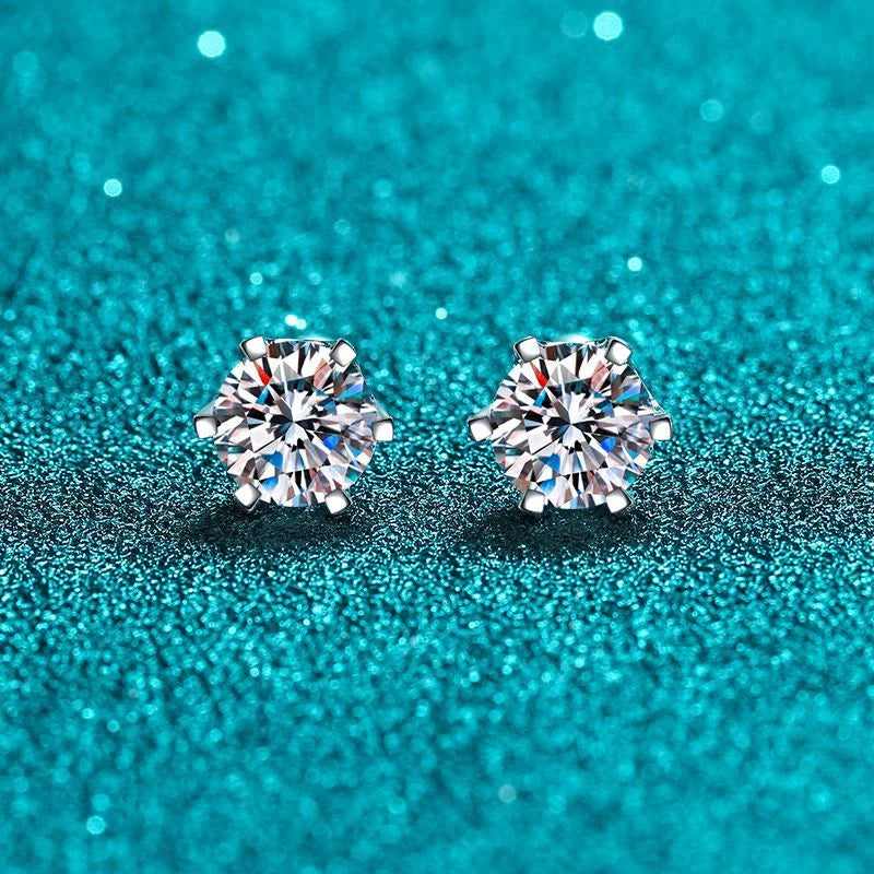 Brincos de Moissanite Parafuso Prata Esterlina Banhada a Ouro Branco