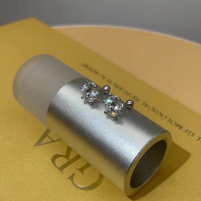 Brincos de Moissanite Parafuso Prata Esterlina Banhada a Ouro Branco