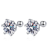 Brincos de Moissanite Parafuso Prata Esterlina Banhada a Ouro Branco