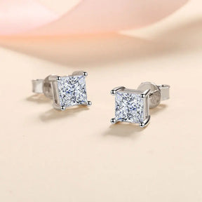 Brincos de Prata 925 com Moissanite Princess Sparkle | Atelier Moissan