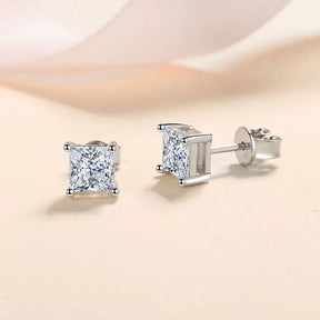 Brincos de Prata 925 com Moissanite Princess Sparkle | Atelier Moissan