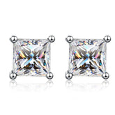 Brincos de Prata 925 com Moissanite Princess Sparkle | Atelier Moissan