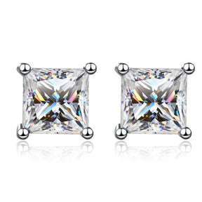 Brincos de Prata 925 com Moissanite Princess Sparkle | Atelier Moissan