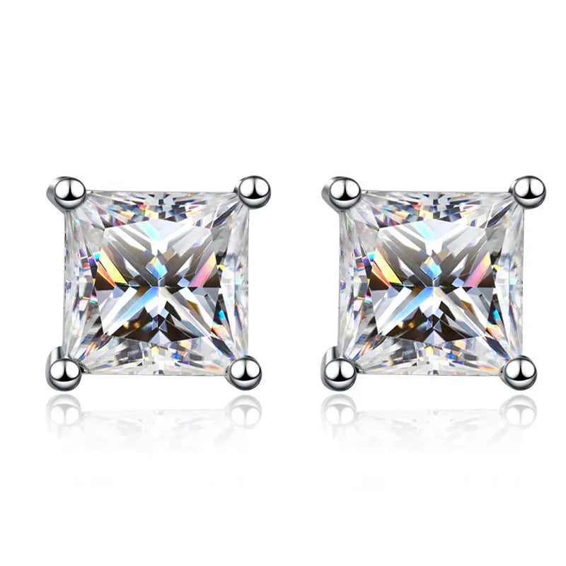 Brincos de Prata 925 com Moissanite Princess Sparkle | Atelier Moissan