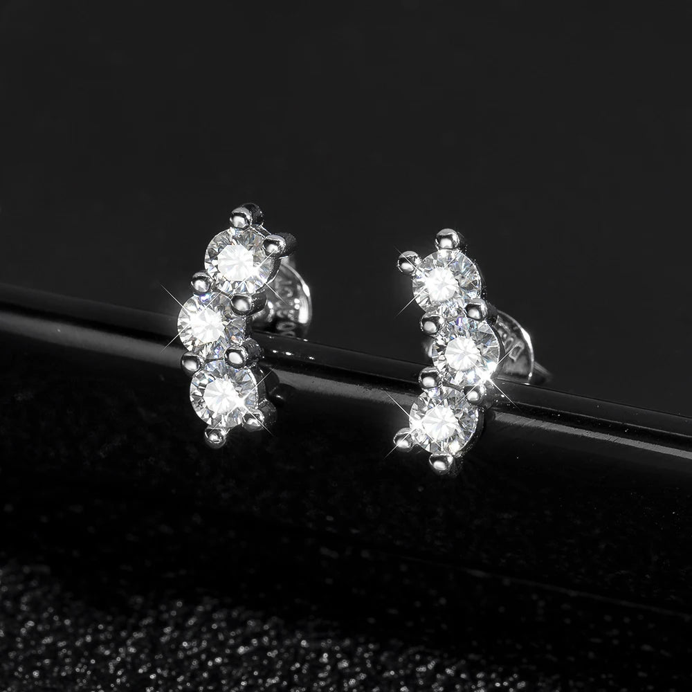Brincos de Prata 925 com Moissanites Redondos Diamond Glow | Atelier Moissan