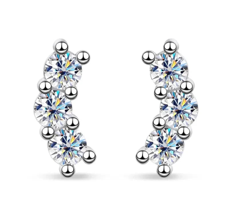 Brincos de Prata 925 com Moissanites Redondos Diamond Glow | Atelier Moissan