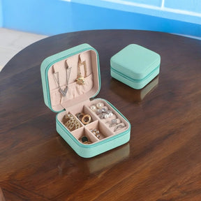 Estojo Porta-Joias Compacto Azul Tiffany Elegante e Prático