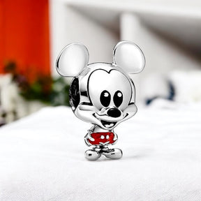 Berloque Mickey Clássico com Detalhe Esmaltado em Prata 925