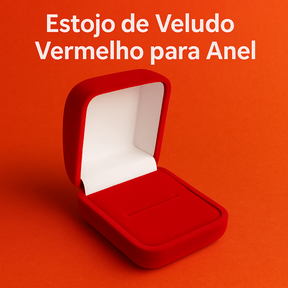Estojo de Veludo Vermelho para Anel Corte H – Luxo e Elegância