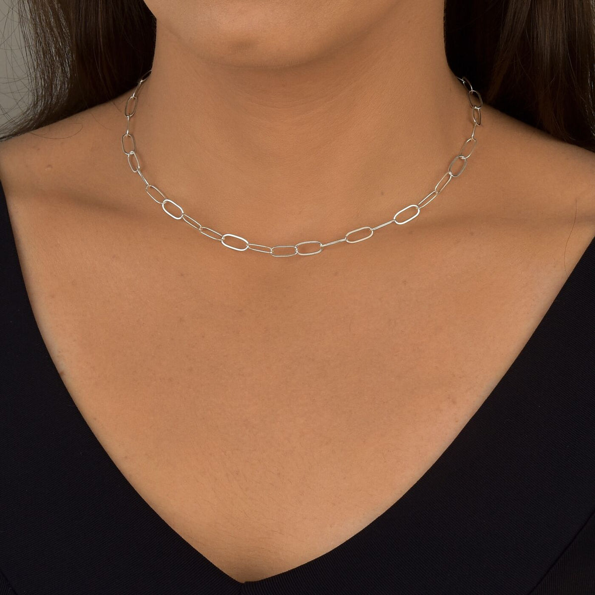 Colar Choker Cadeado em Prata 925 – 35cm + Extensor
