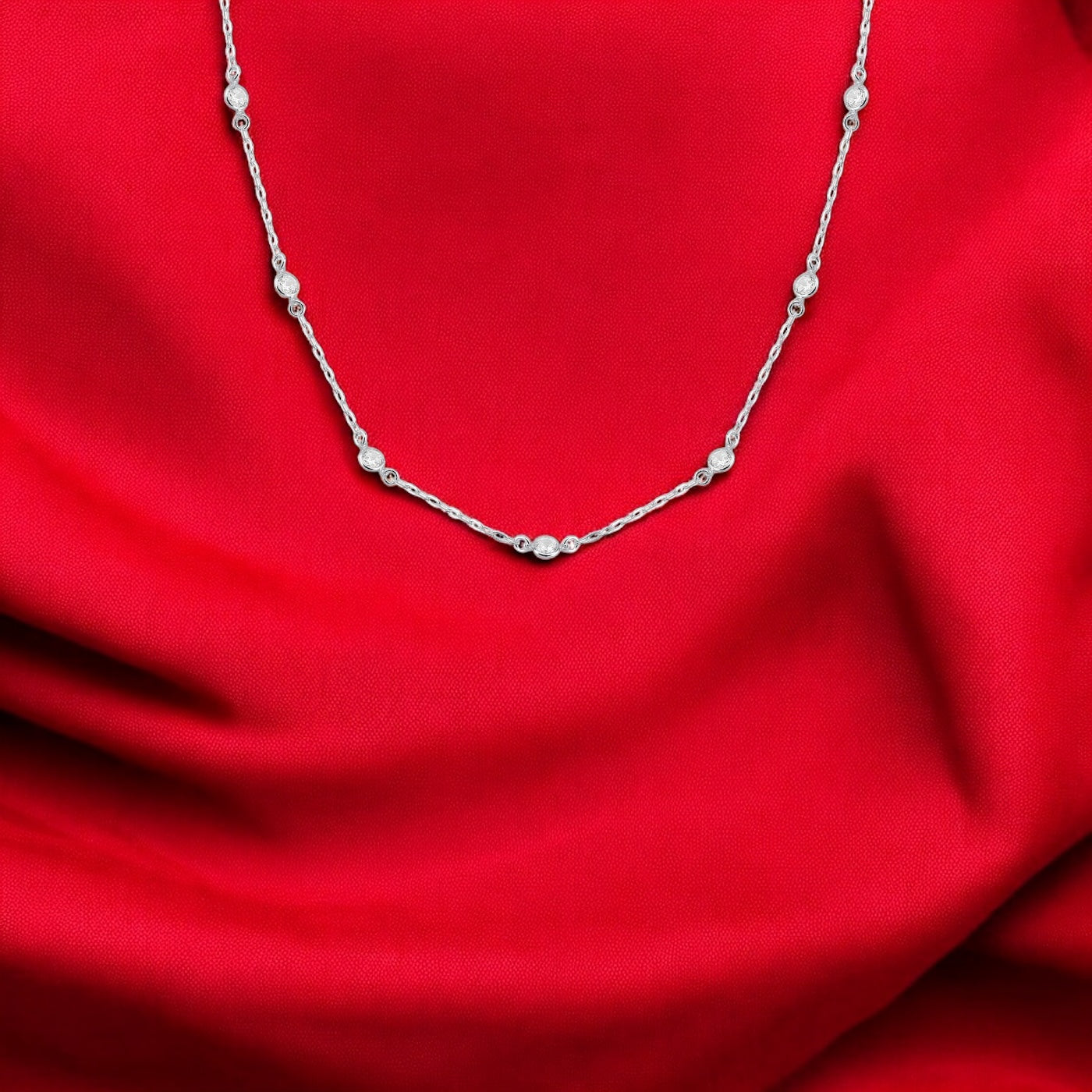 Colar Choker Elos com Zircônia Cristal em Prata 925 – 35cm + Extensor