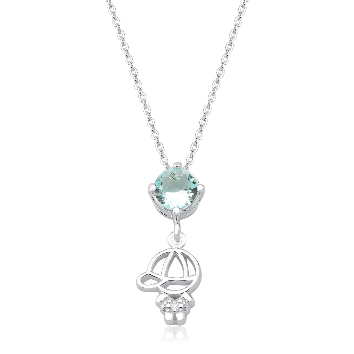 Colar Menino com Zircônia Aquamarine 6mm – Prata 925 | 40cm + Extensor