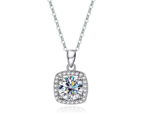 Colar Moissanite Sparkling Elegance Prata 925 e Ouro Branco 18k
