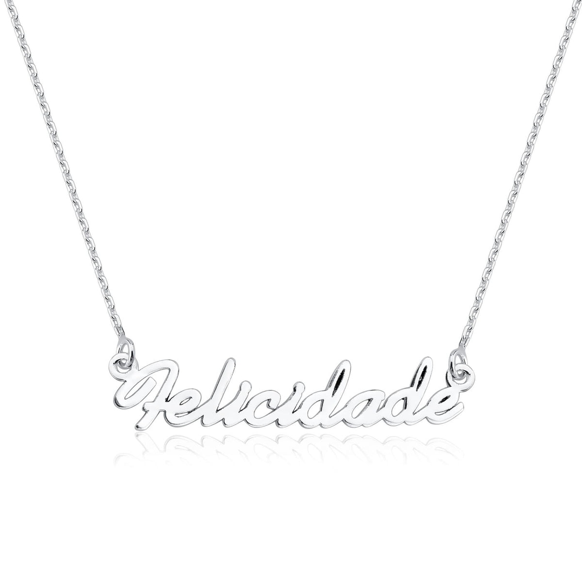 Colar Palavra Felicidade em Prata 925 – 42cm + Extensor