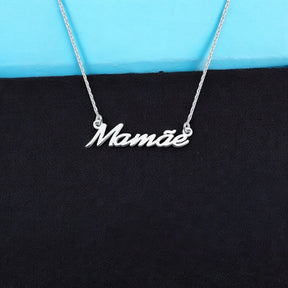 Colar Palavra Mamãe em Prata 925 com Resina Preta – 42cm + Extensor