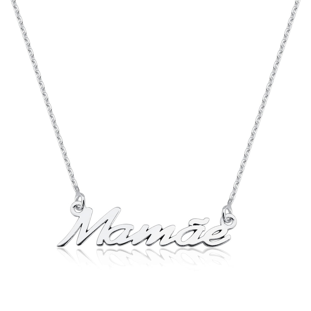 Colar Palavra Mamãe em Prata 925 com Resina Preta – 42cm + Extensor