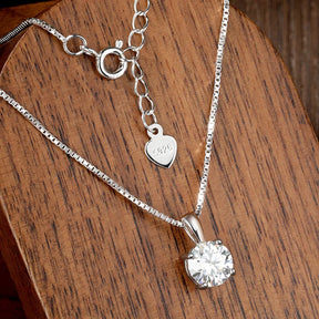 Colar Solitário Moissanite Brilho Clássico em Prata 925 com Ouro Branco 18k