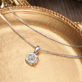 Colar Solitário Moissanite Brilho Clássico em Prata 925 com Ouro Branco 18k