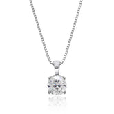 Colar Solitário Moissanite Brilho Clássico em Prata 925 com Ouro Branco 18k