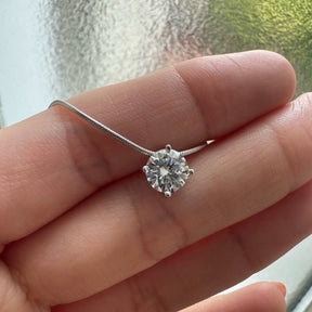 Colar Solitário Moissanite em Prata 925 com Ouro Branco 18k
