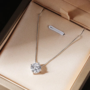 Colar Solitário Moissanite em Prata 925 com Ouro Branco 18k