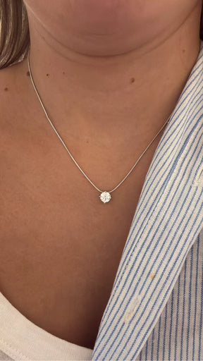 Colar Solitário Moissanite em Prata 925 com Ouro Branco 18k
