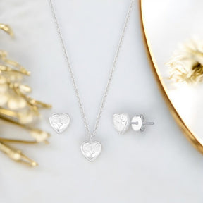 Conjunto Prata 925 com Coração Cristal - Gargantilha e Brincos