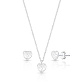 Conjunto Prata 925 com Coração Cristal - Gargantilha e Brincos