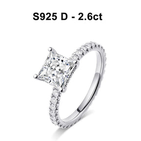 Conjunto de Anéis Moissanite Princess Glow em Prata 925 com Ouro Branco 18k