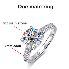 Conjunto de Anéis Moissanite para Noivas em Prata 925 com Ouro Branco 18k