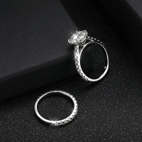 Conjunto de Anéis Moissanite para Noivas em Prata 925 com Ouro Branco 18k