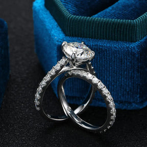 Conjunto de Anéis Moissanite para Noivas em Prata 925 com Ouro Branco 18k
