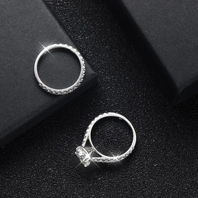 Conjunto de Anéis Moissanite para Noivas em Prata 925 com Ouro Branco 18k