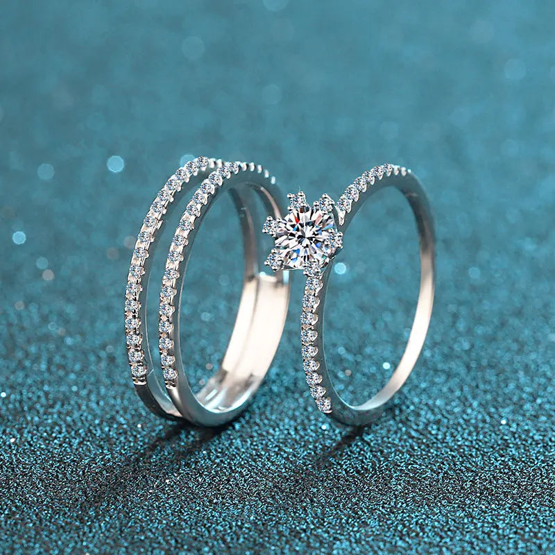 Conjunto de Anéis de Prata 925 com Moissanite Eternal Union | Atelier …

