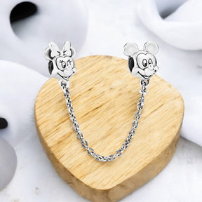 Corrente de Segurança Disney Mickey e Minnie em Prata 925
